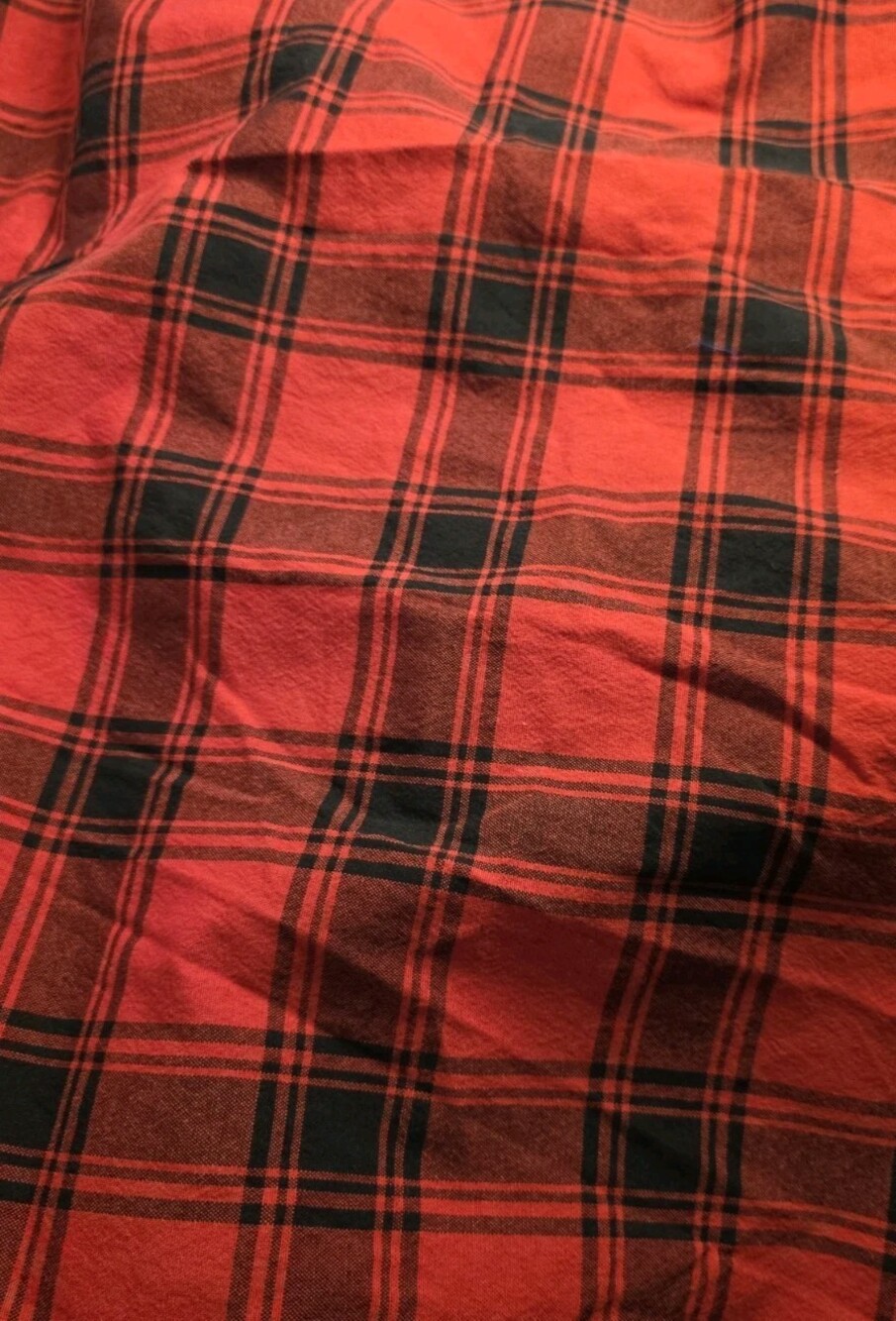 Red and Black Plaid Christmas Cotton Round Tablecloth